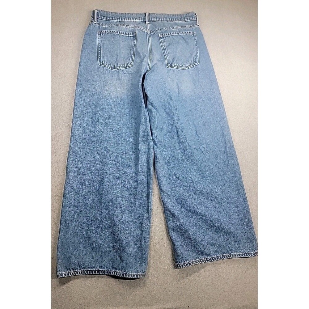 Old Navy Jeans Womens 12 36x28 Baggy Wide Medium Blue Sky High Rise Stretch Boho